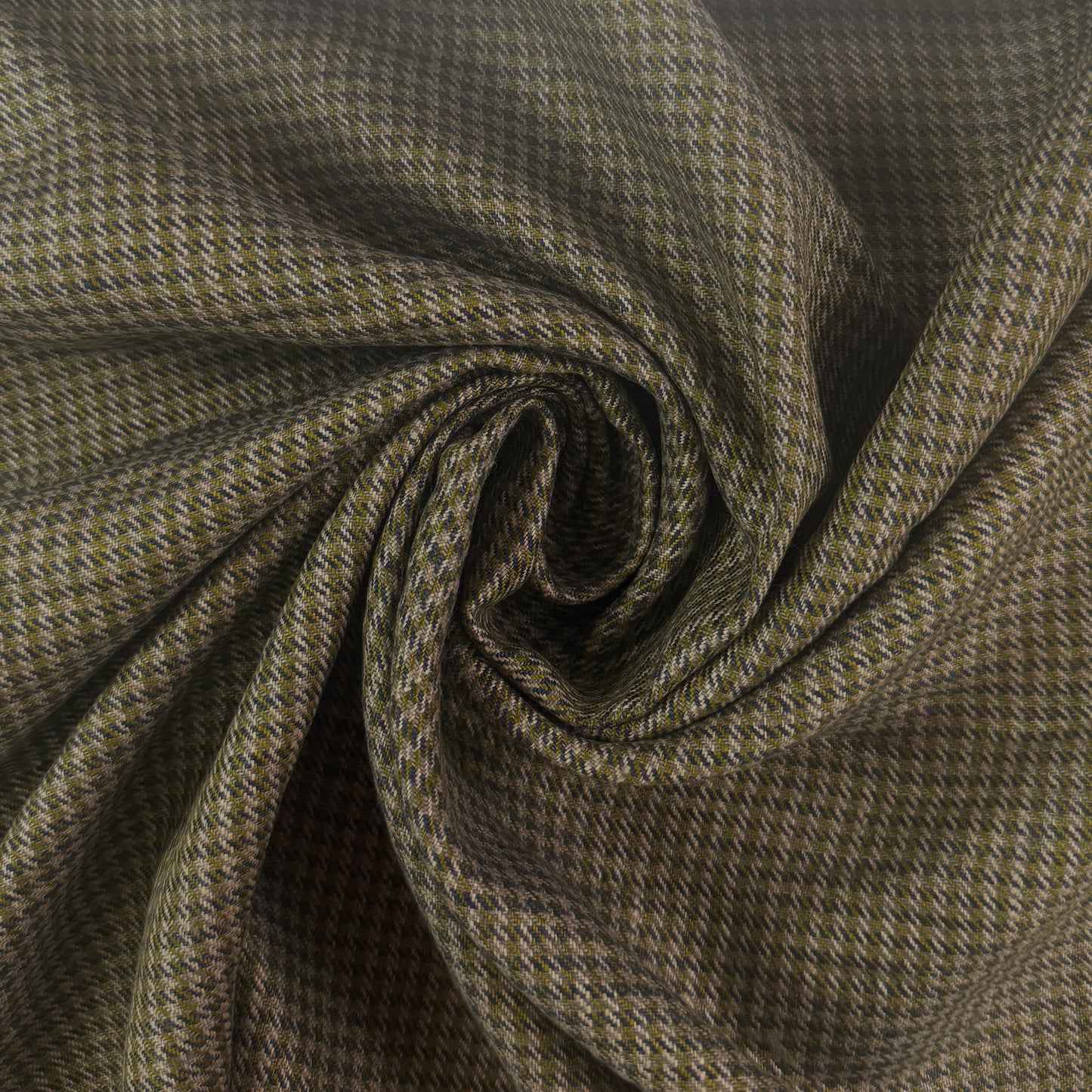 Brushed Yarn Dyed European Linen - Blue, Ivory & Green Houndstooth - 57"