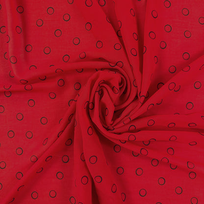 Polyester Crepe - Red & Black Circles - Deadstock