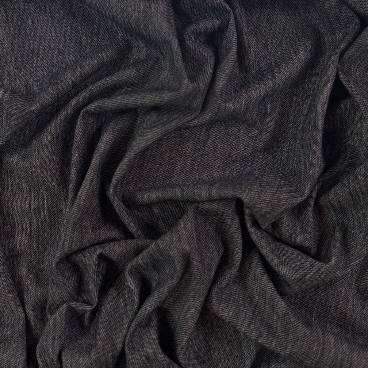 Virgin Wool & Cotton Twill Jersey - Heathered Charcoal - Italy Designer Deadstock