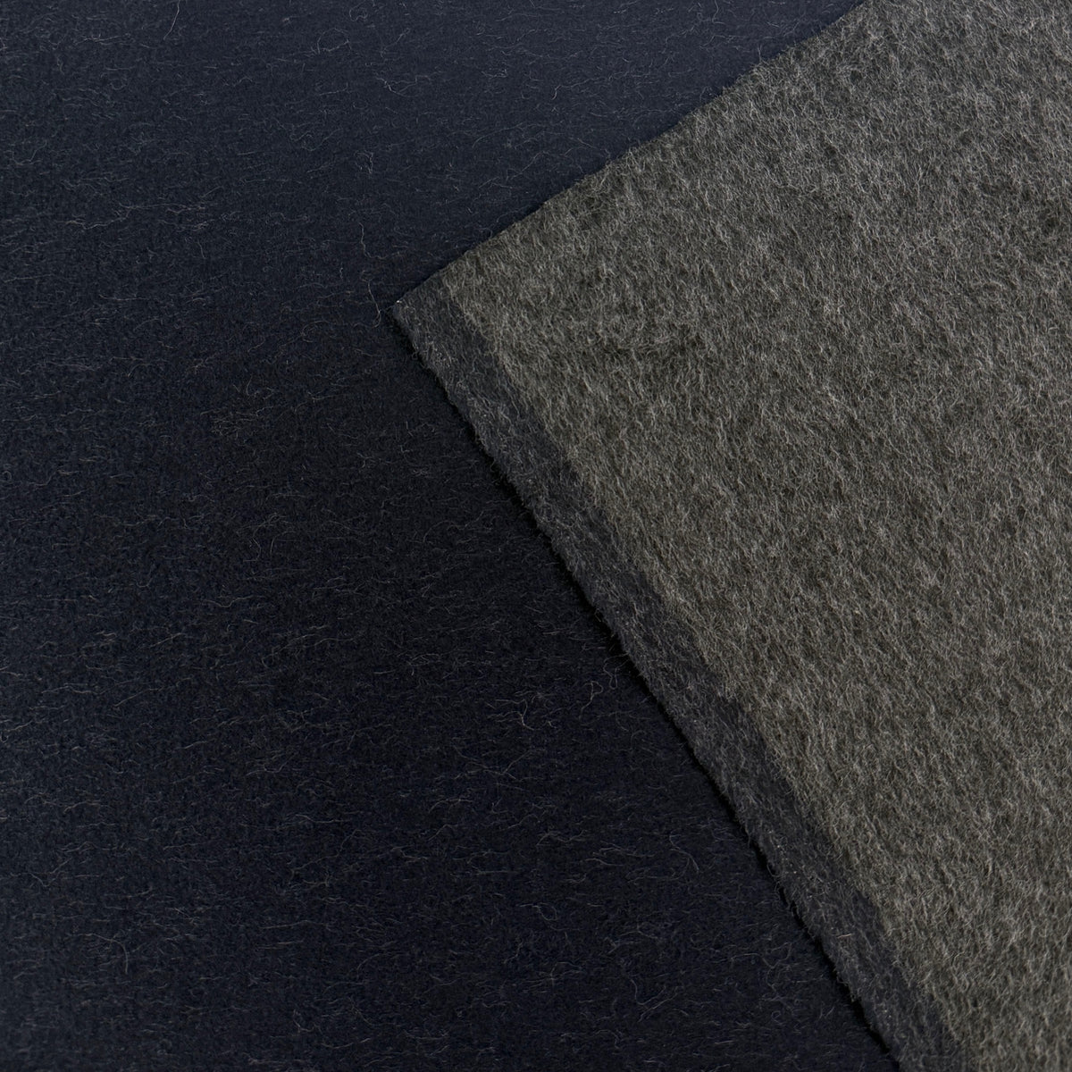 Reversible Ultrasoft Brush Mohair Wool Coating - Navy & Grey - Designer Deadstock