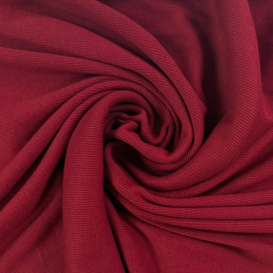 Bamboo Cotton Cloud 2x2 Rib Knit - Deep Red
