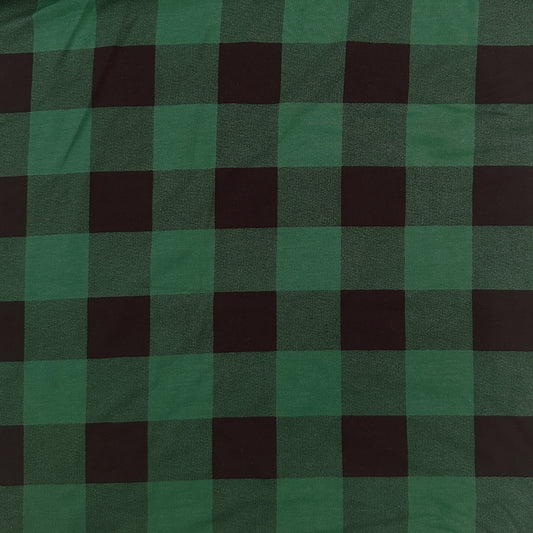 Bamboo Jersey - Forest Green Buffalo Plaid