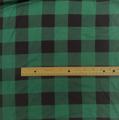 Bamboo Jersey - Forest Green Buffalo Plaid