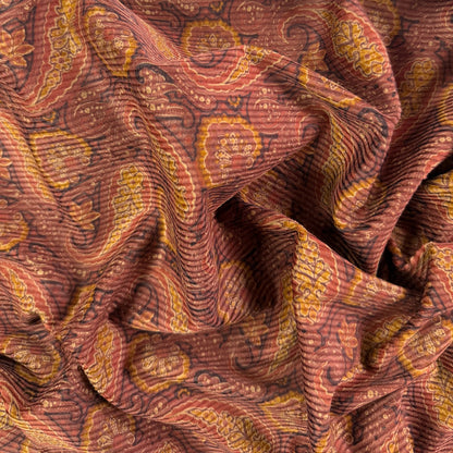 Stretch Cotton Corduroy - Rust Paisley - Designer Deadstock