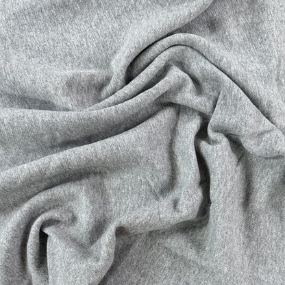 Organic Cotton Twill Face Fleece Knit - Light Heather Grey