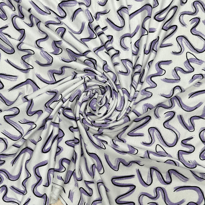 Squiggles - Violet - Bamboo Cotton French Terry