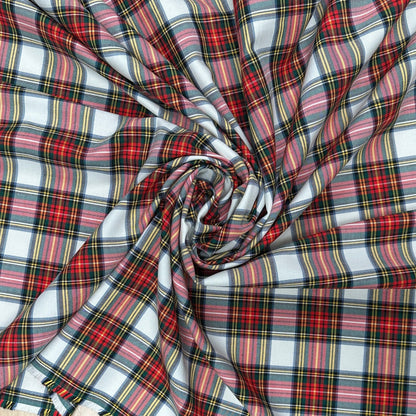 Red & Ivory Bamboo Cotton Yarn Dyed Plaid