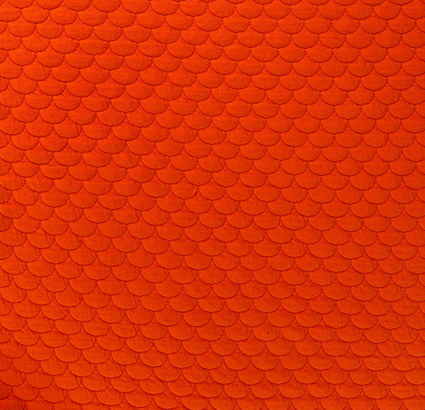 Cotton Quilted Knit Fabric - Bright Orange - Deadstock