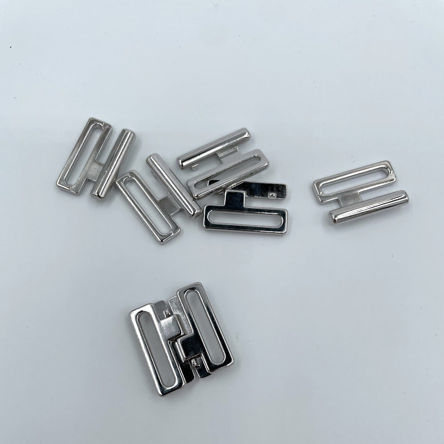 Polished Nickel Bra / Swimsuit Front Hooks - 20mm