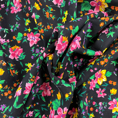European Linen Black Floral Print - 54"