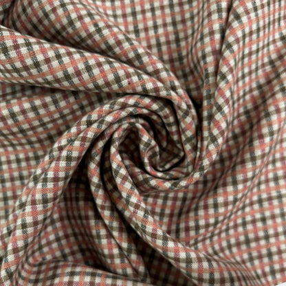 Yarn Dyed European Linen Plaid - Brown & Pink Check - 60"