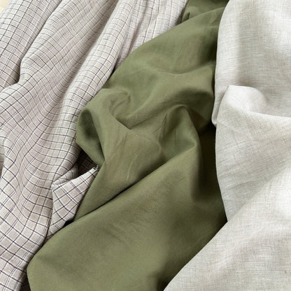 Yarn Dyed Beige Check - Cotton / Linen - Film Studio Deadstock