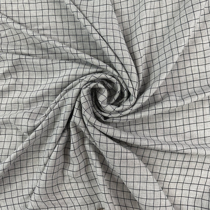Grey - Viscose Check Print