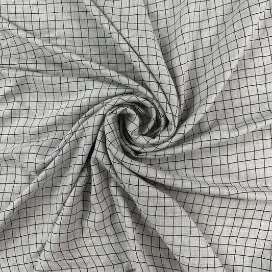 Grey - Viscose Check Print