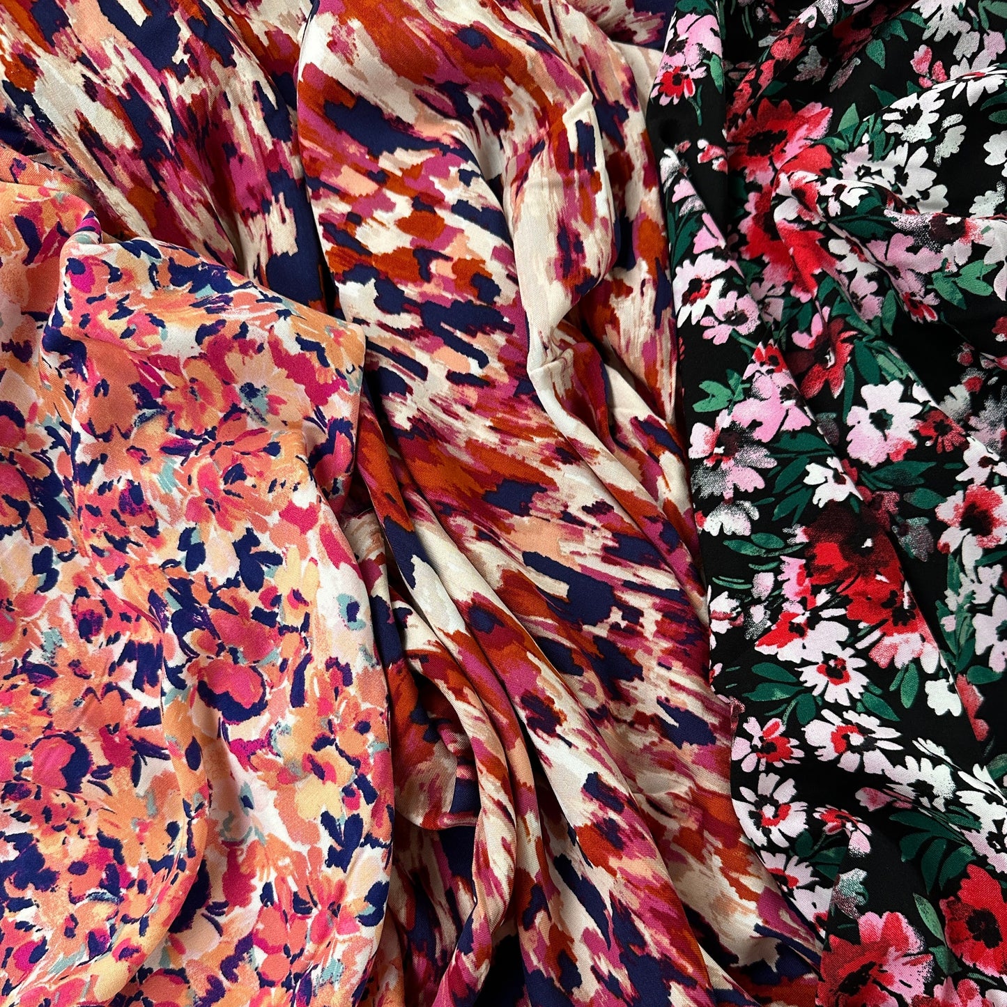 Coral Floral - Rayon Challis