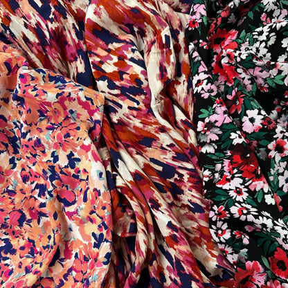 Coral Floral - Rayon Challis