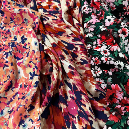 Coral Floral - Rayon Challis