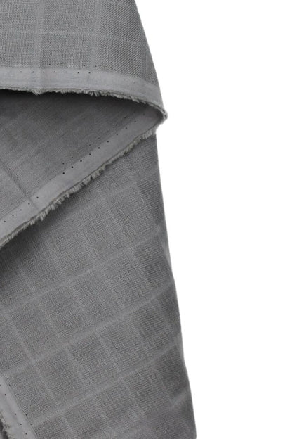 Organic Cotton Checked Double Gauze - Flint Grey