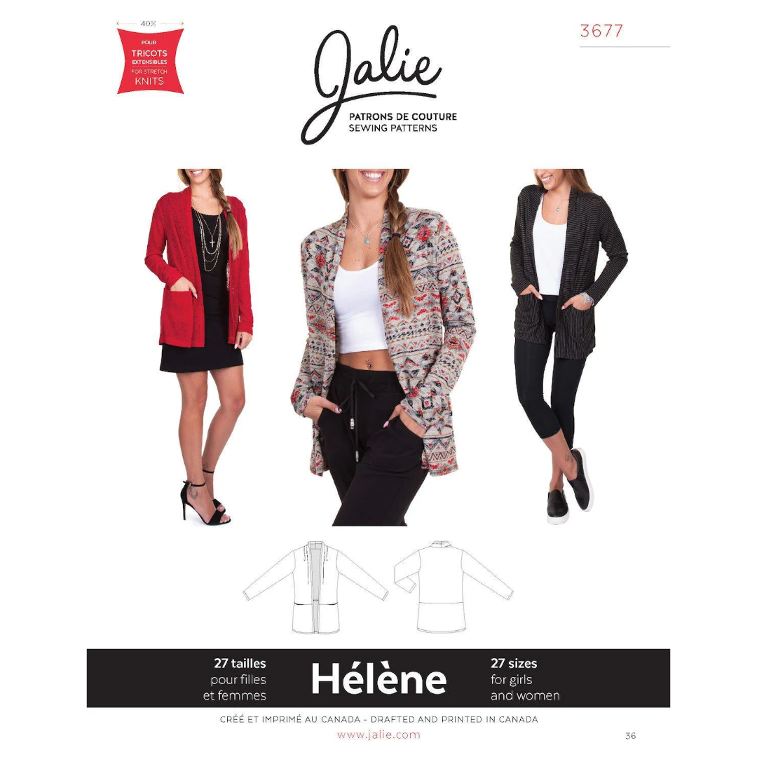 Jalie - 3677 - HÉLÈNE Shawl Collar Cardigan