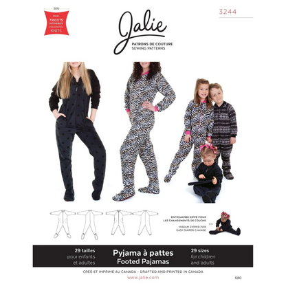 Jalie - 3244 - Footed pajamas for Men, Women and Children