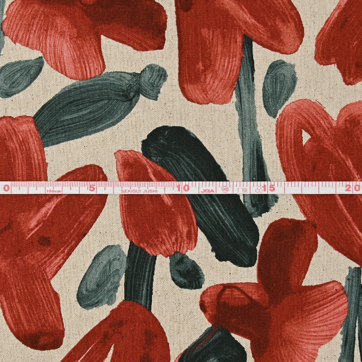 Kokka - Linnea Paintbrush Tulips - A - Linen / Cotton Canvas