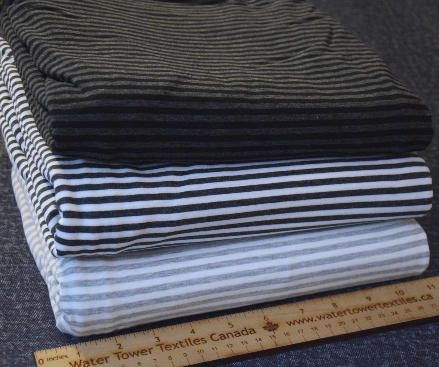 Bamboo Cotton Jersey - Charcoal/Black Stripes 4mm