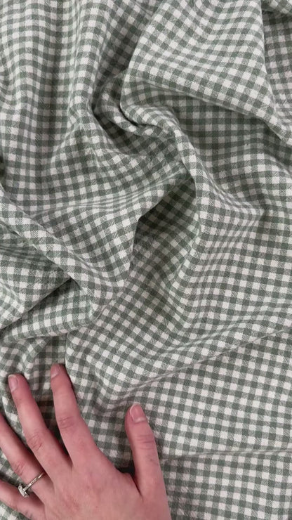Organic Yarn Dyed Cotton - Sage Gingham