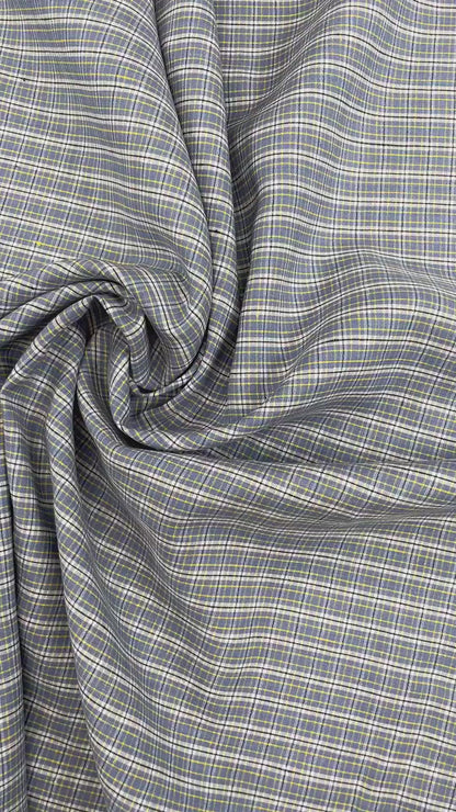 Yarn Dyed 100% Linen Plaid - Blue Tiny Check - 58"