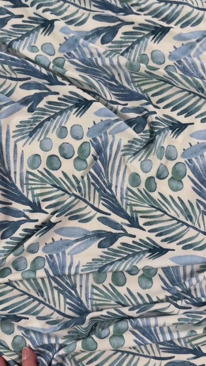30"Remnant - Modal Jersey Knit - Blue Foliage