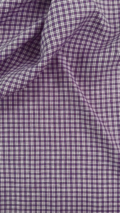 Yarn Dyed European Linen - Check - Purple & White Check - 59"