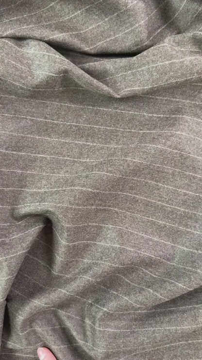 Wool Twill Suiting - Brown Stripe - Film Studio Deadstock