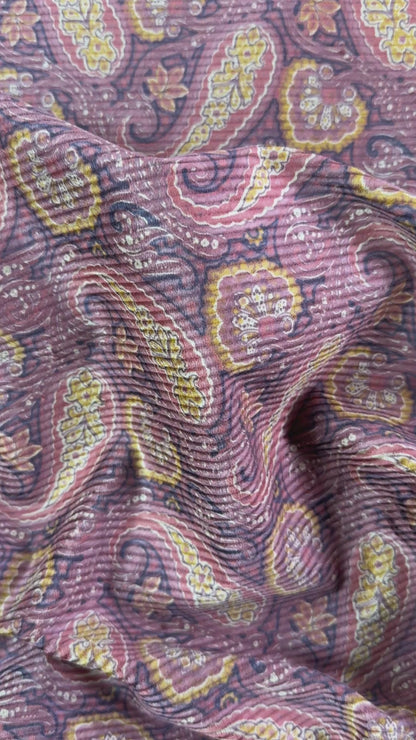 Stretch Cotton Corduroy - Rust Paisley - Designer Deadstock