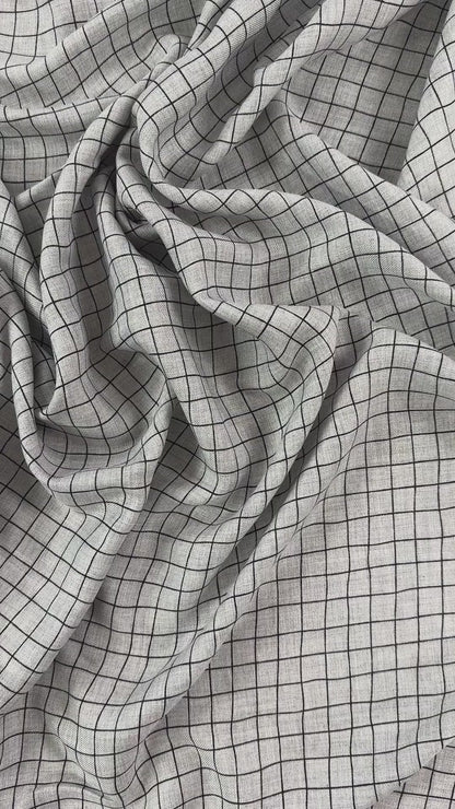Grey - Viscose Check Print