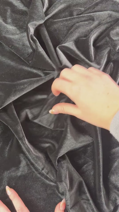 Soft Plush Stretch Velvet Knit - Polyester - Black - Film Studio Deadstock