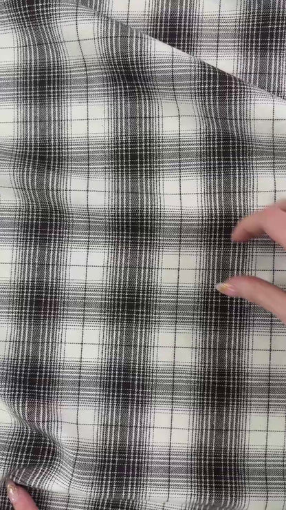 Yarn Dyed Plaid Cotton Flannel - Black & White - Film Studio Deadstock