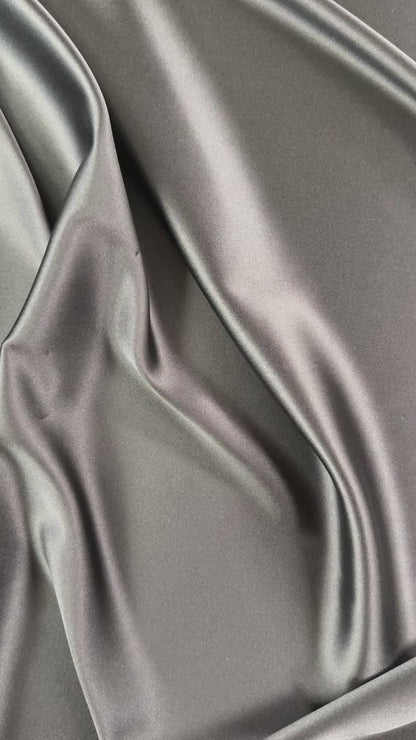 Viscose Acetate Stretch Satin - Black - Designer Deadstock