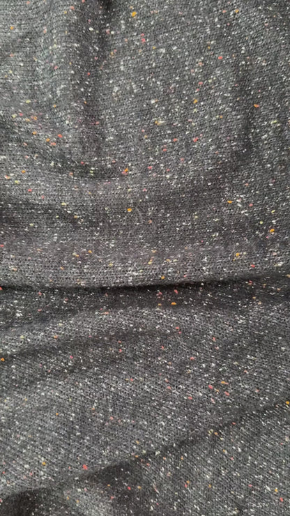 Acrylic Tweed Sweater Knit - Heathered Black / Darkest Navy - Deadstock