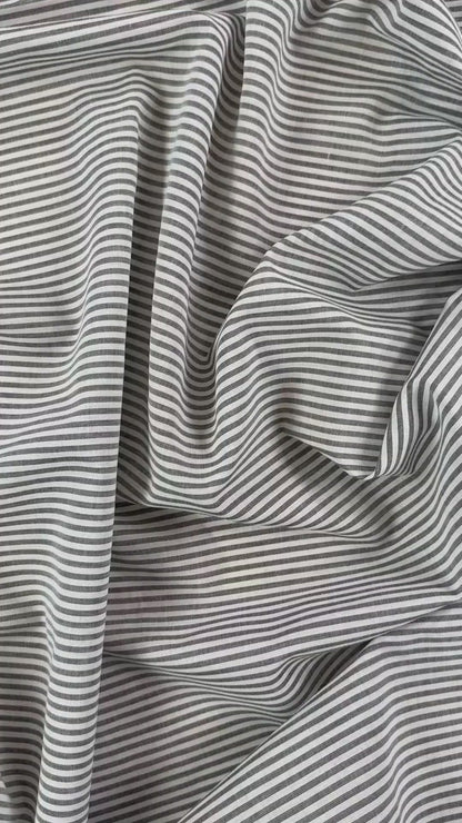 Yarn Dyed Striped Cotton Lawn - Charcoal