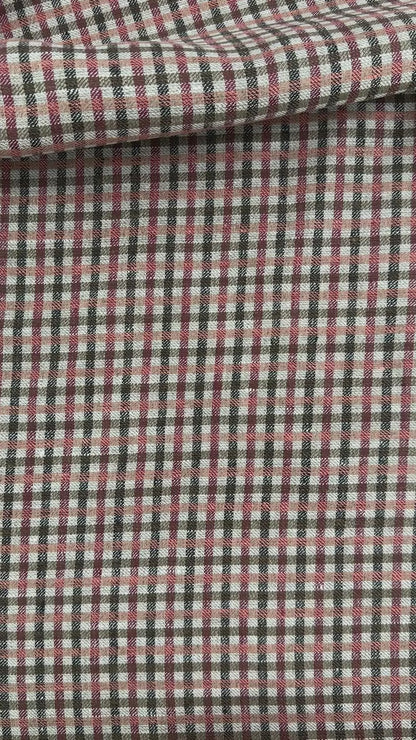 Yarn Dyed European Linen Plaid - Brown & Pink Check - 60"