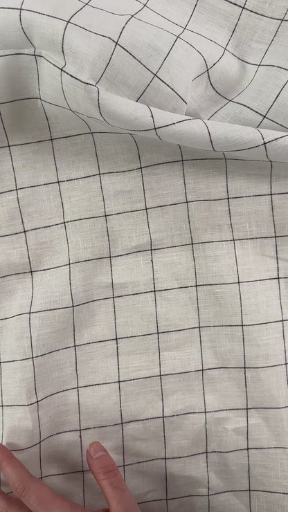 Mistral Yarn Dyed Linen Check - White & Black