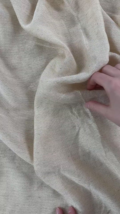 Linen Blend Yarn Dyed Fabric - Beige & White - Deadstock