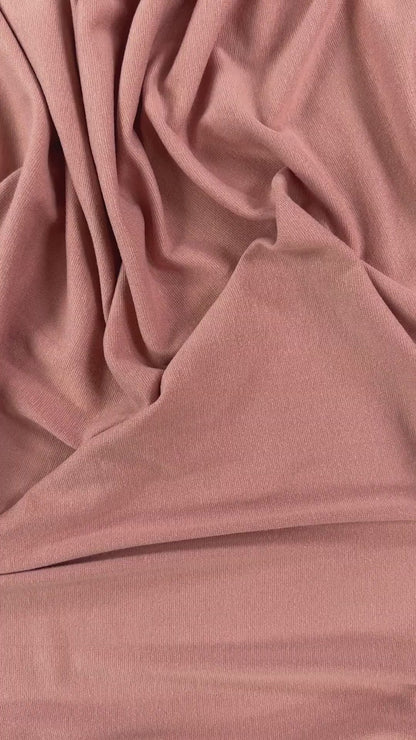 Bamboo Cotton 1x1 Rib Knit - Dusty Rose