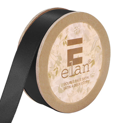 ELAN Double Face Satin Ribbon 12mm x 5m - Black - Full Spool