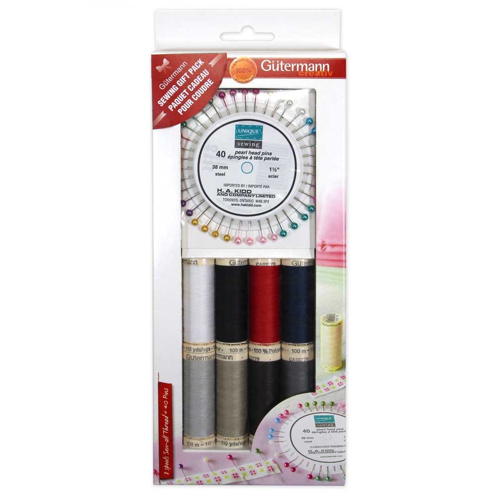 Gütermann Sew-all 100m Thread Set + 40 pc Pearl Head Pinwheel