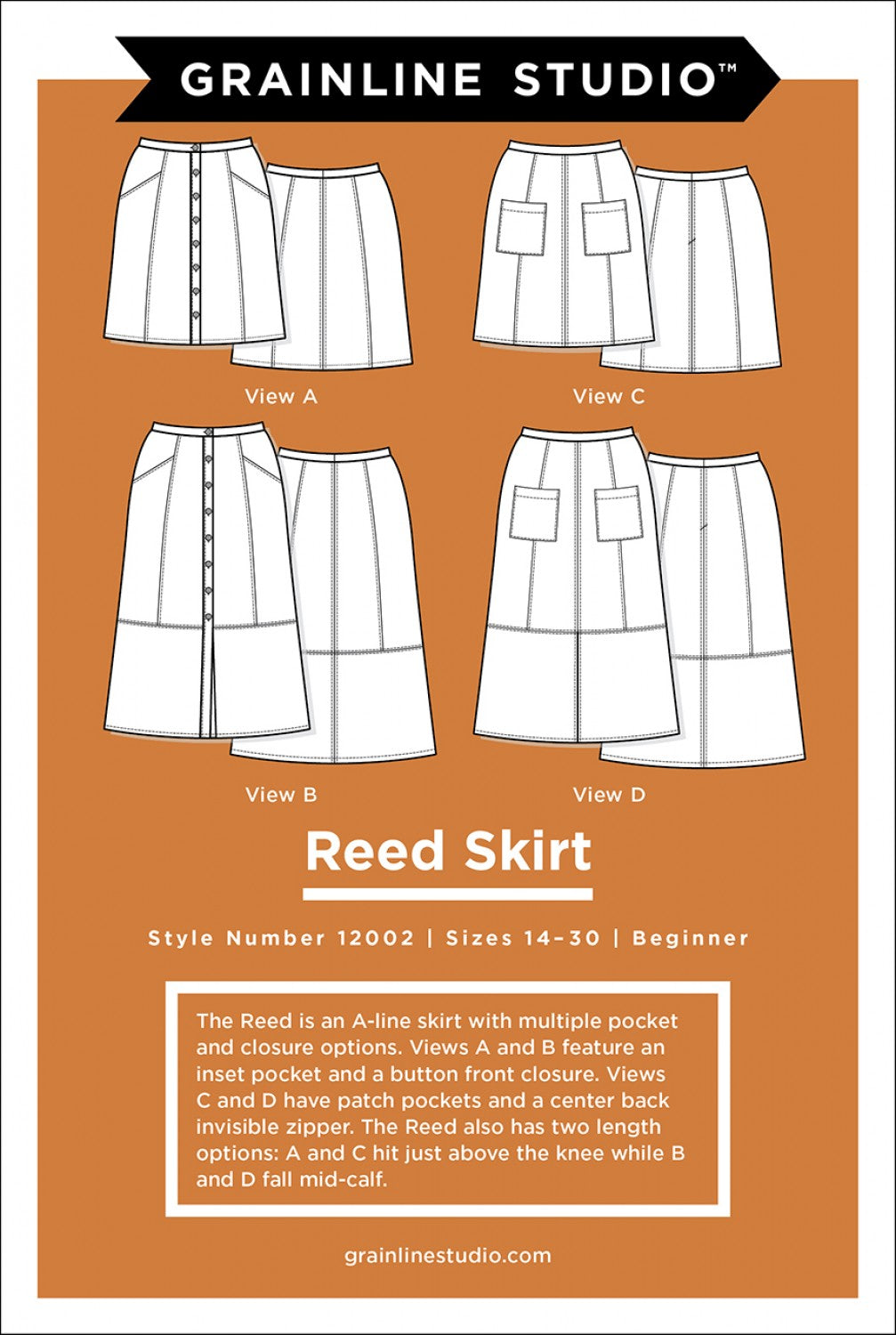 Reed Skirt Sizes 14 - 30 Pattern - Grainline Studio