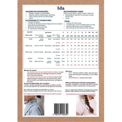 Ikatee - IDA shirt & dress - Kids 3/12 - Paper Sewing Pattern