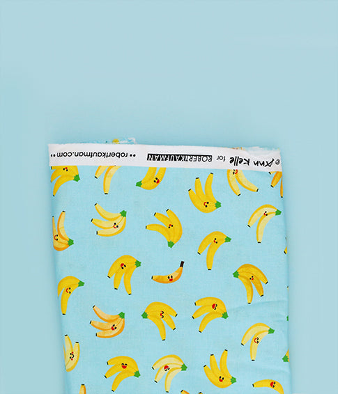 Bananas - Blue - Ann Kelle  - Digital Print - Cotton Fabric