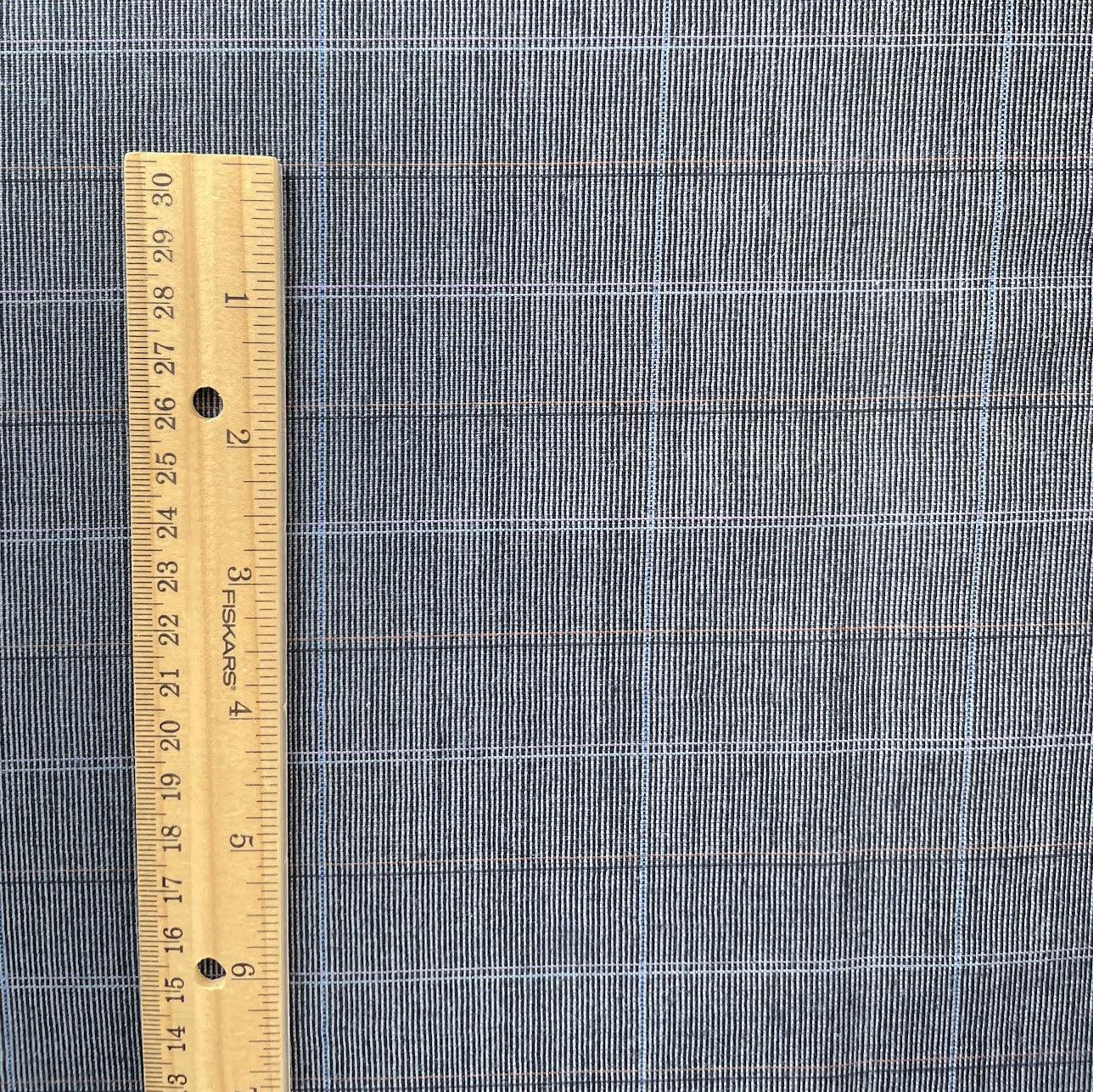 Superfine Merino Wool Suiting - Blue Grey Checks - Made In England - Deadstock