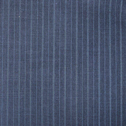 Super 120s Australian Merino Wool Suiting - Chalk Stripe Navy - Made In England - Deadstock