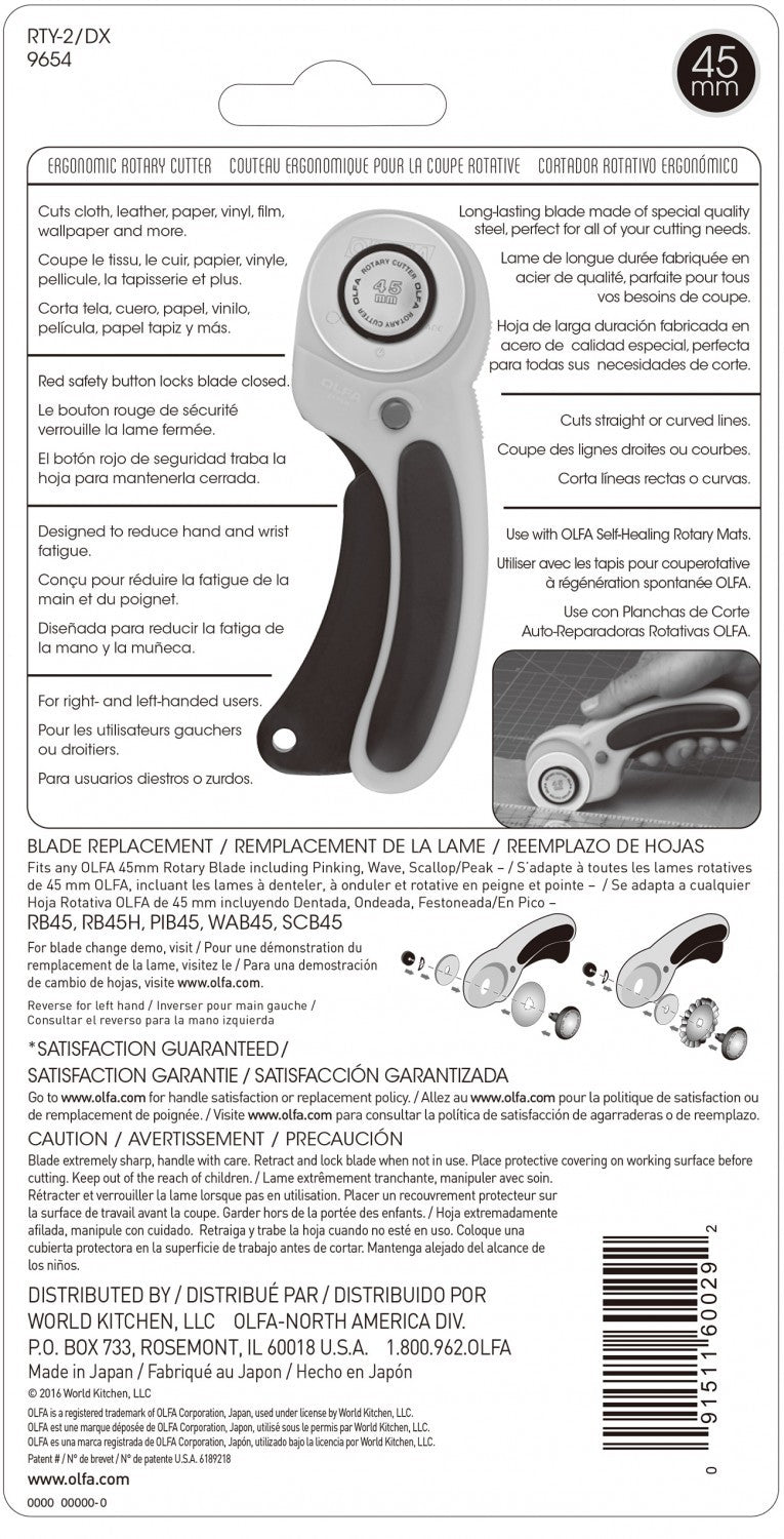 Olfa 45mm Deluxe Ergonomic Rotary Cutter